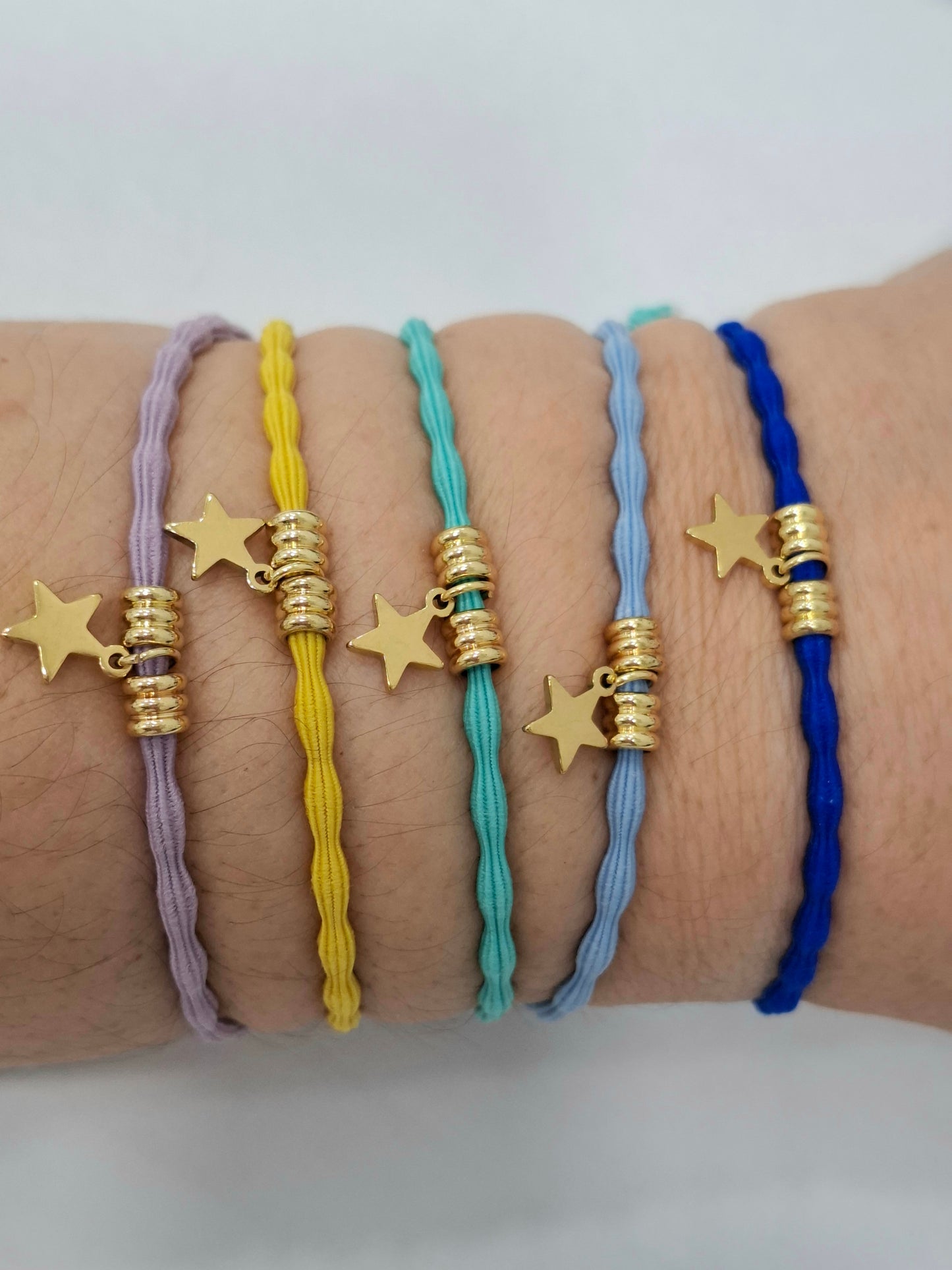 Pulsera goma rizada ESTRELLA ACERO INOXIDABLE