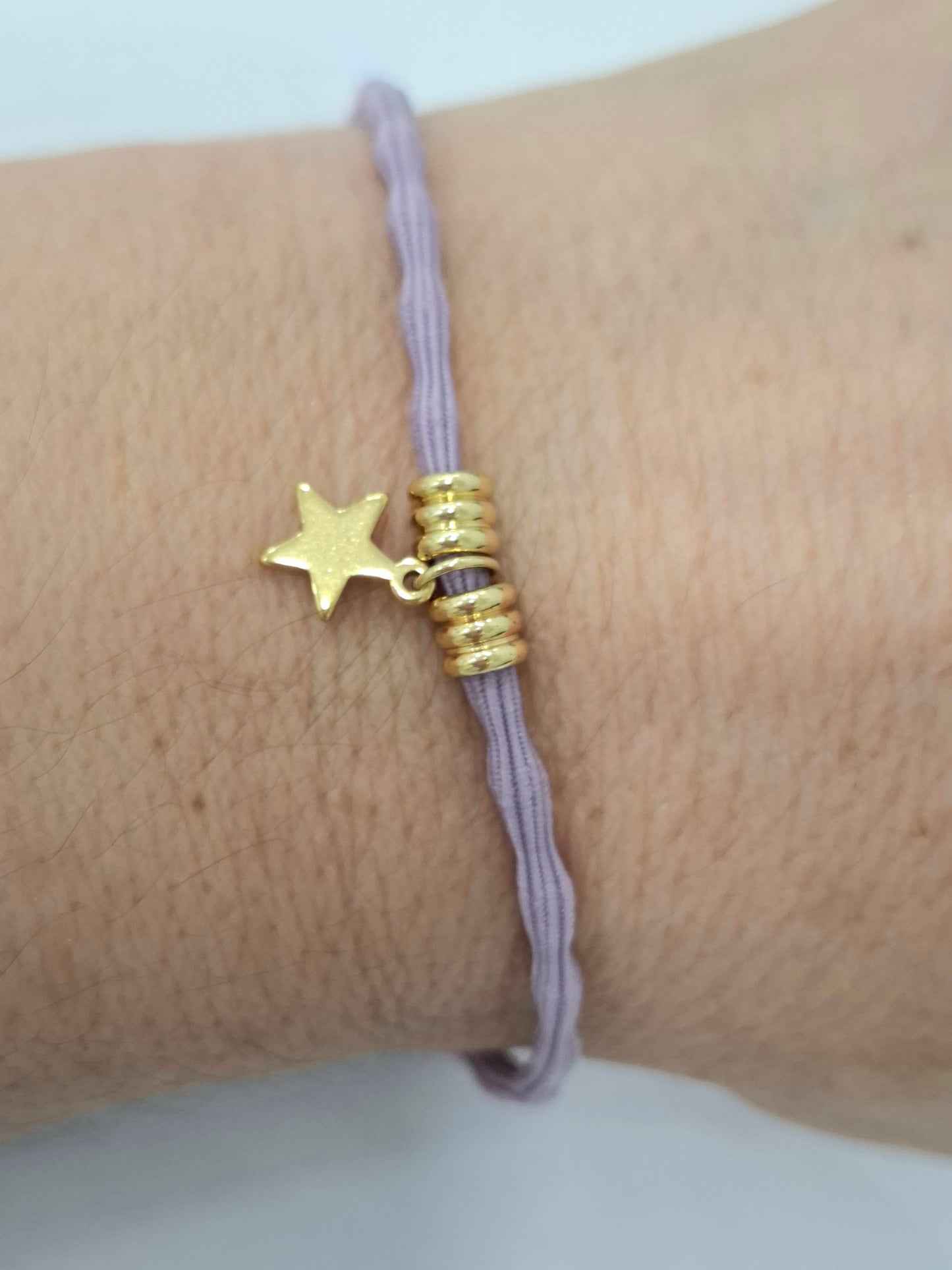 Pulsera goma rizada ESTRELLA ACERO INOXIDABLE