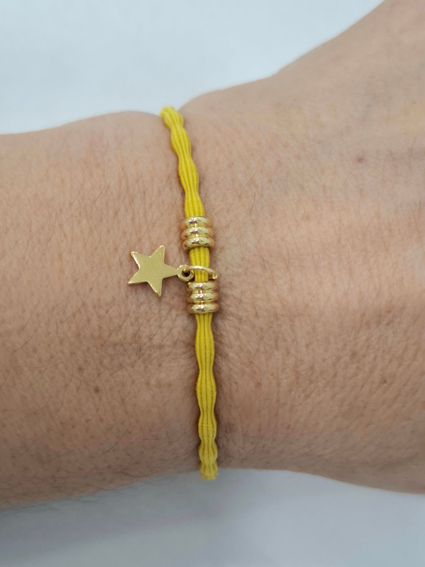 Pulsera goma rizada ESTRELLA ACERO INOXIDABLE