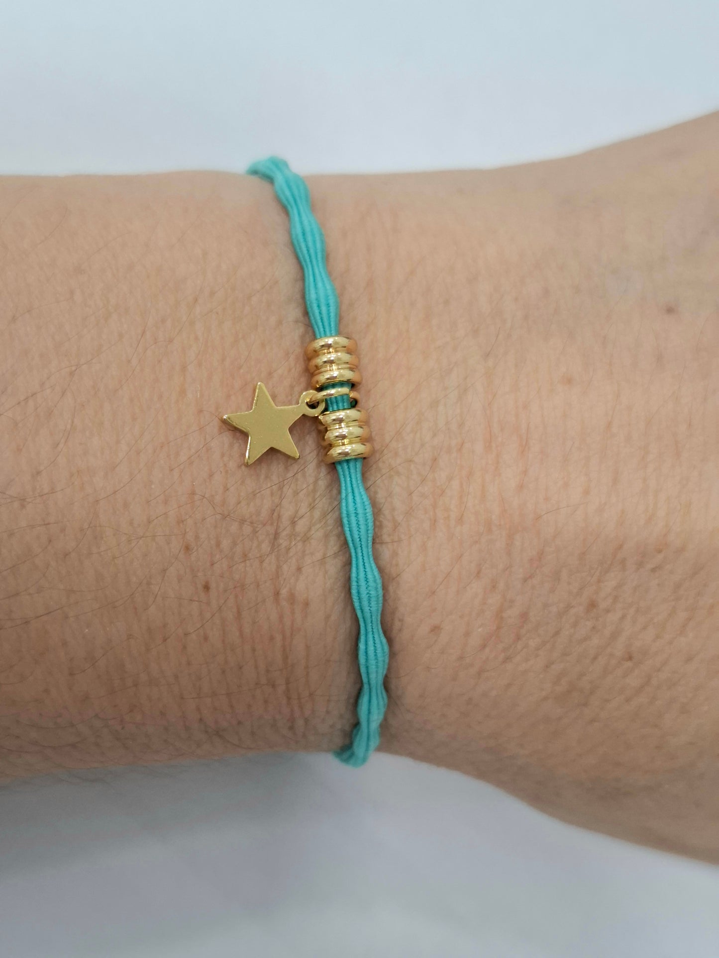 Pulsera goma rizada ESTRELLA ACERO INOXIDABLE