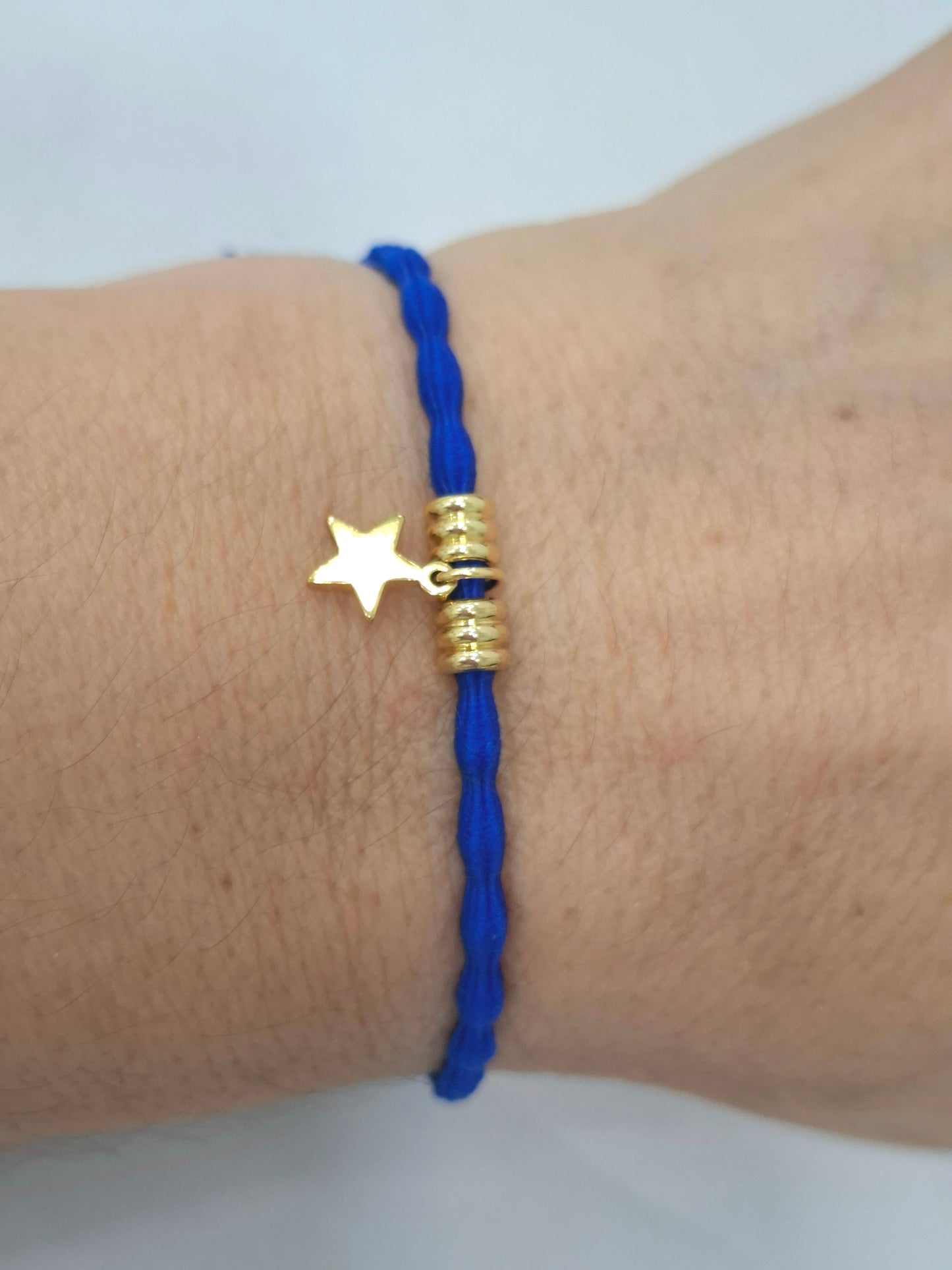 Pulsera goma rizada ESTRELLA ACERO INOXIDABLE