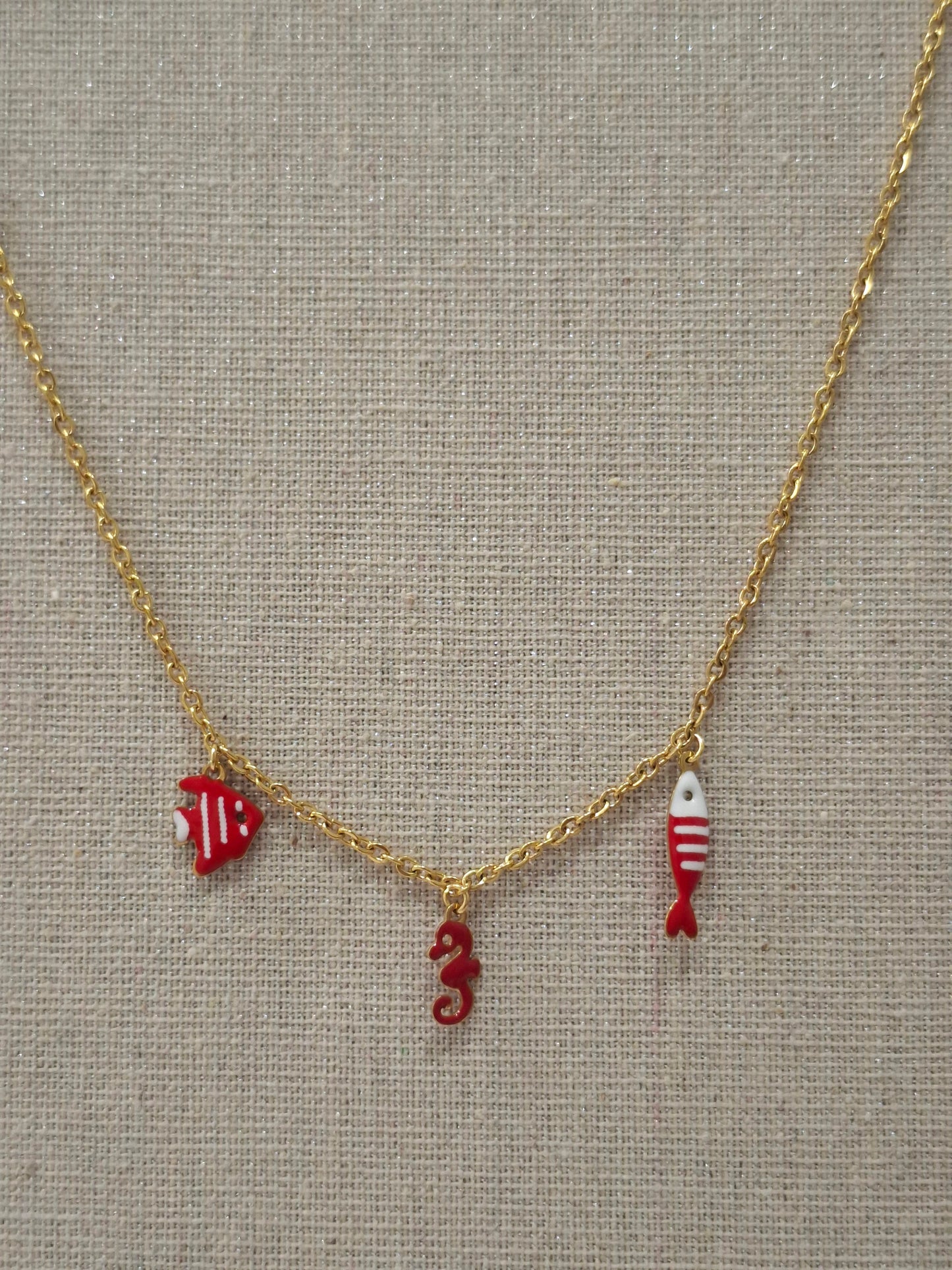 Collar acero PECES ROJO