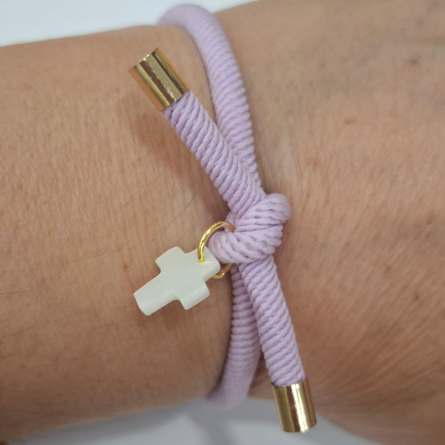 Pulsera nudo CRUZ NÁCAR