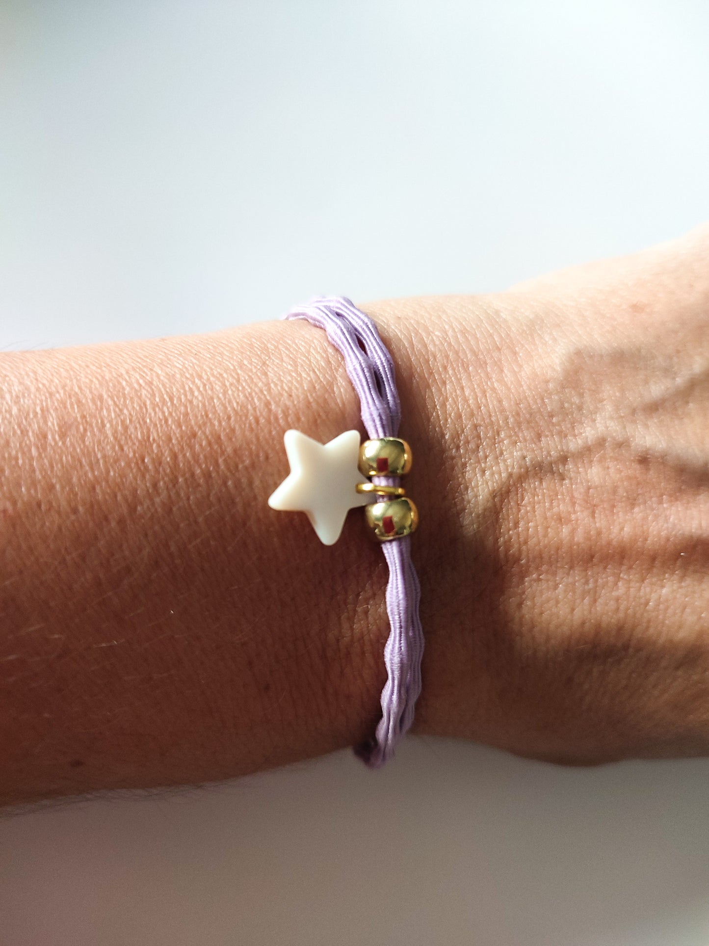 Pulsera elástica ESTRELLA NÁCAR