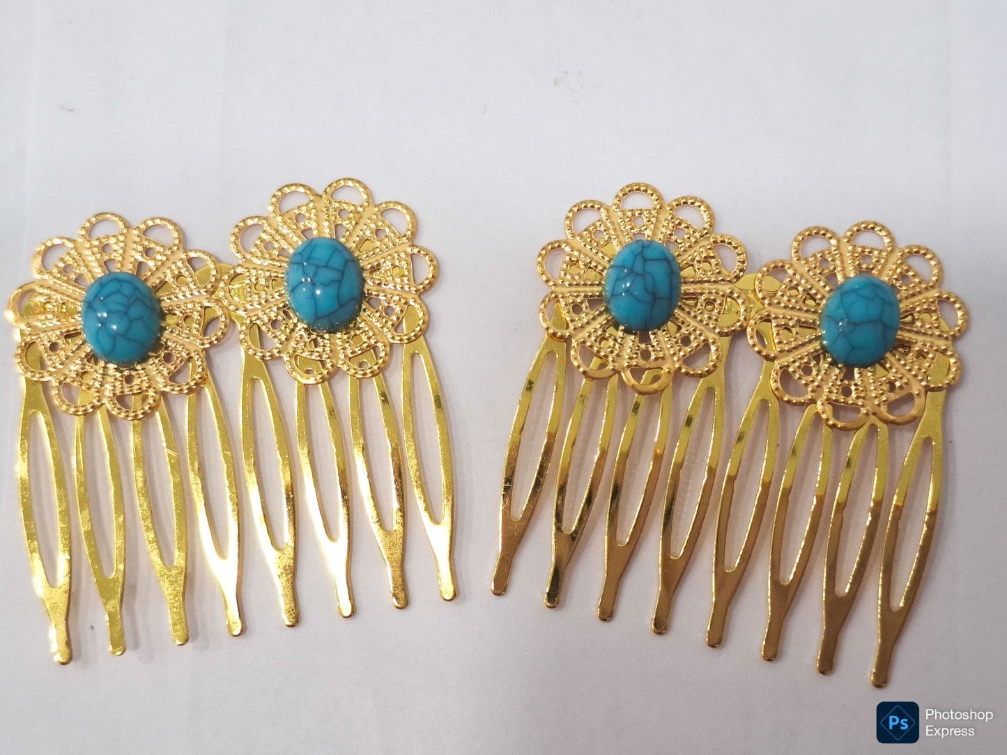 Peinas FLOR y piedras AZULES