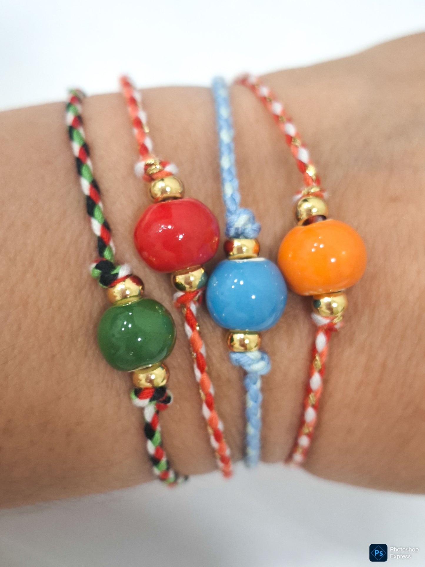 Pulsera BOLA cerámica hilo