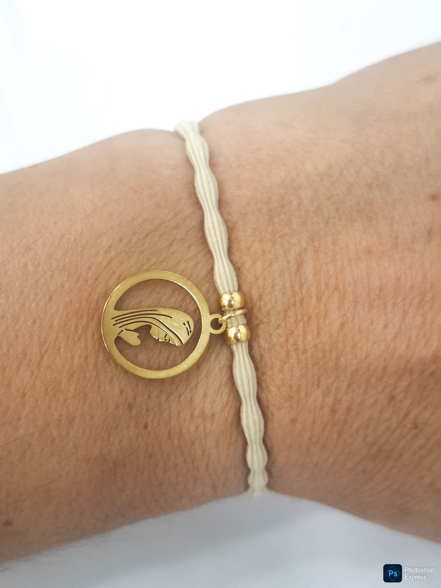 Pulsera goma rizada VIRGEN NIÑA ACERO INOXIDABLE