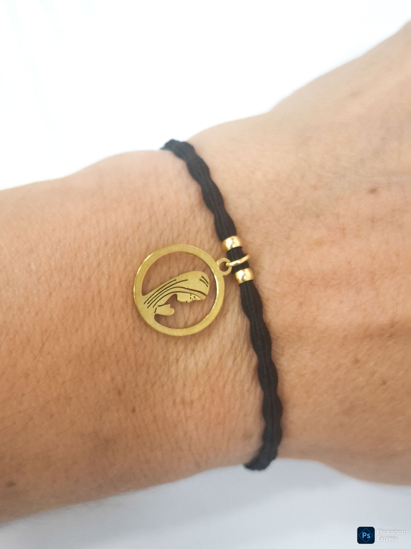 Pulsera goma rizada VIRGEN NIÑA ACERO INOXIDABLE