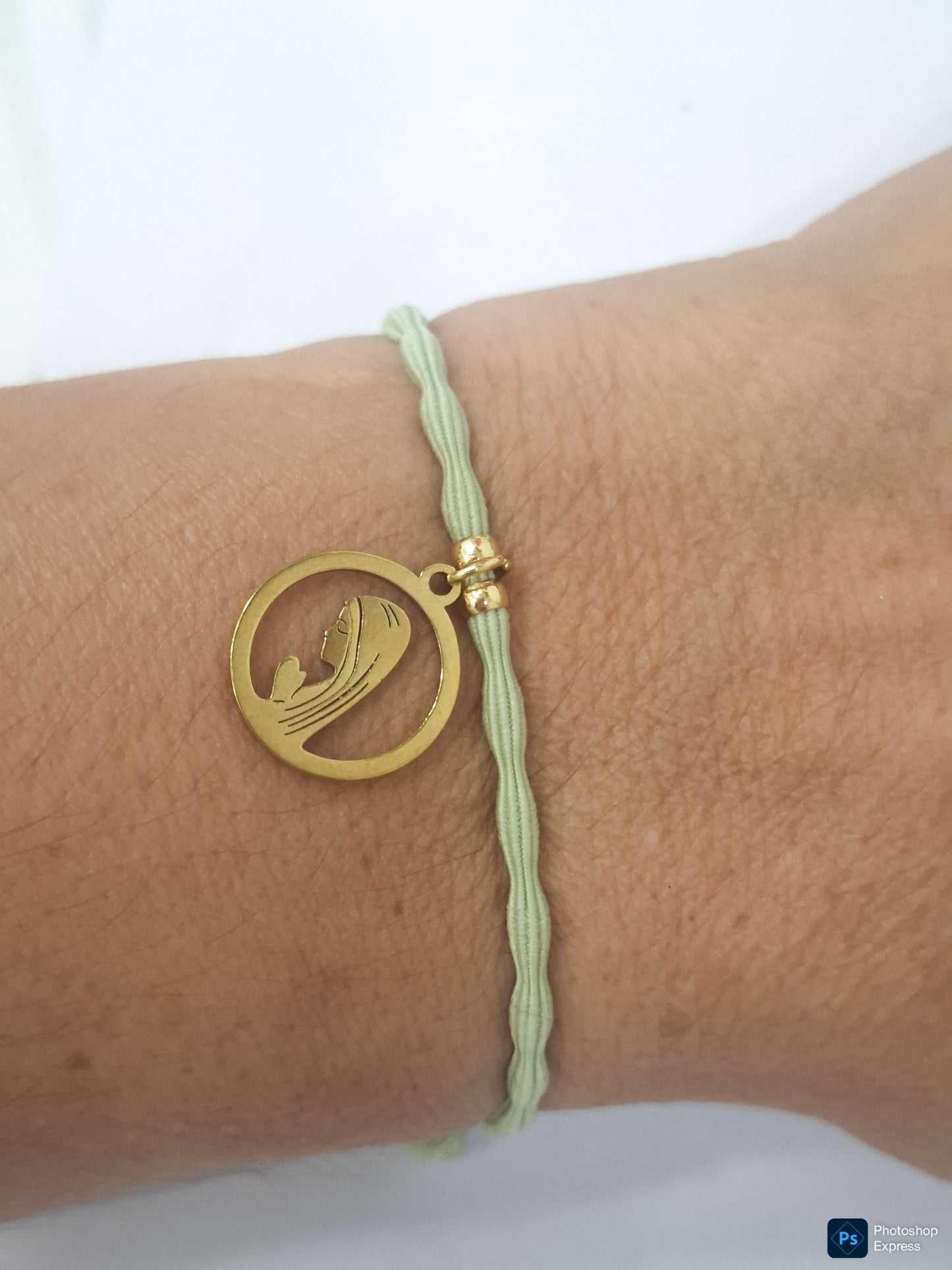 Pulsera goma rizada VIRGEN NIÑA ACERO INOXIDABLE