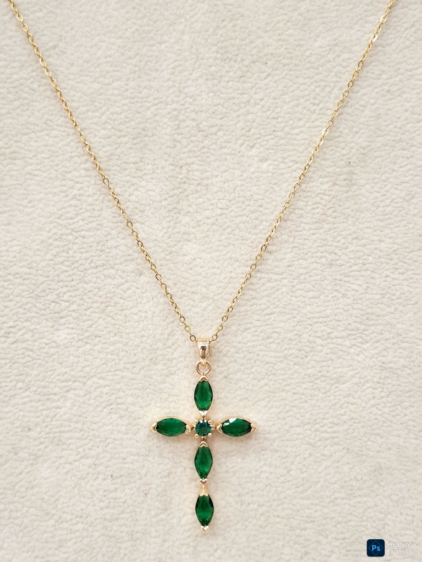 Collar ACERO CRUZ VERDE