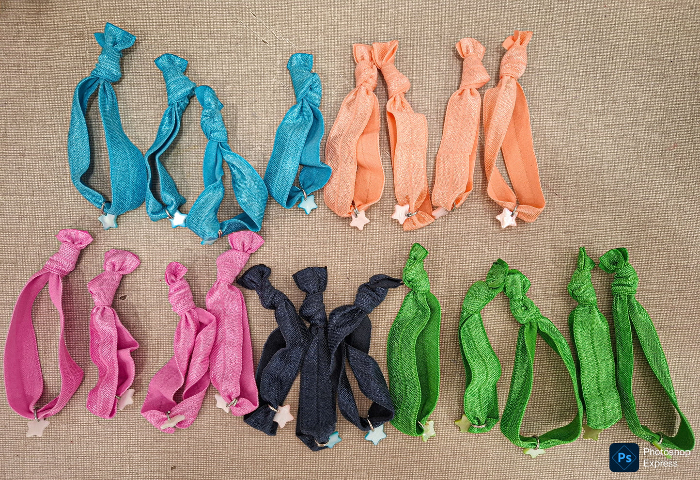 Lote completo 20 pulseras terciopelo ELÁSTICO COMUNIÓN estrella nácar