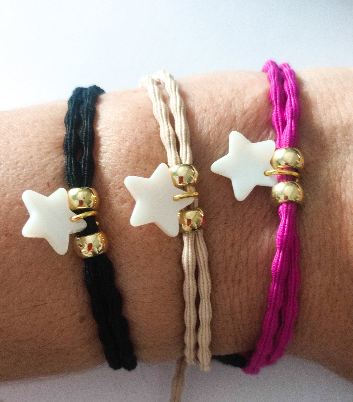 Pulsera elástica ESTRELLA NÁCAR