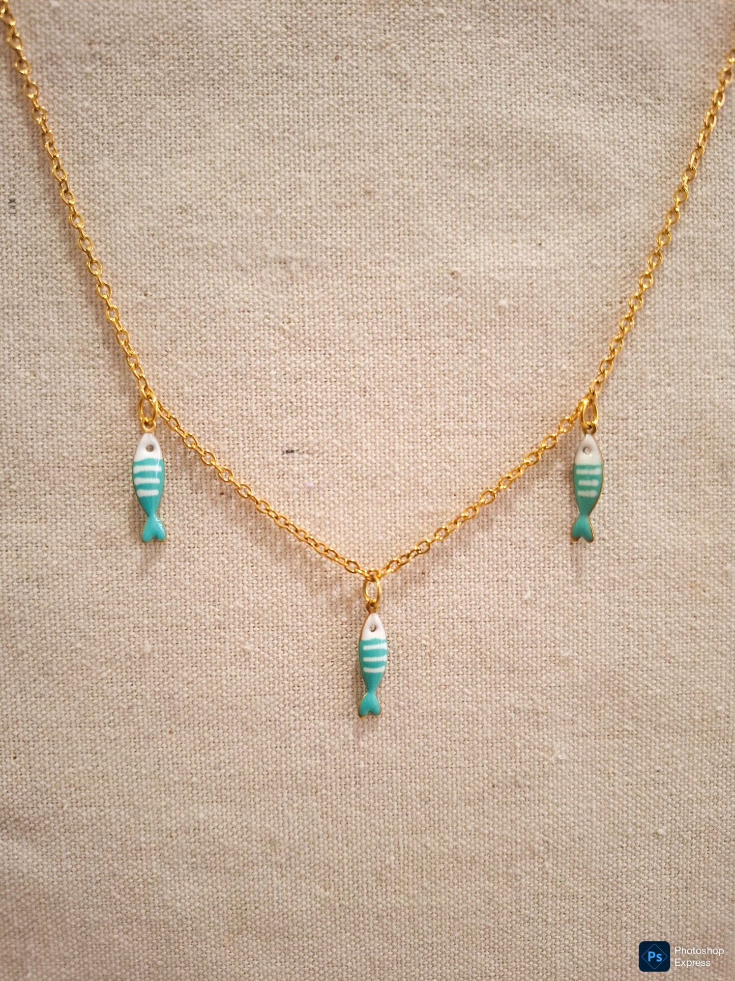 Collar acero PECES TURQUESA