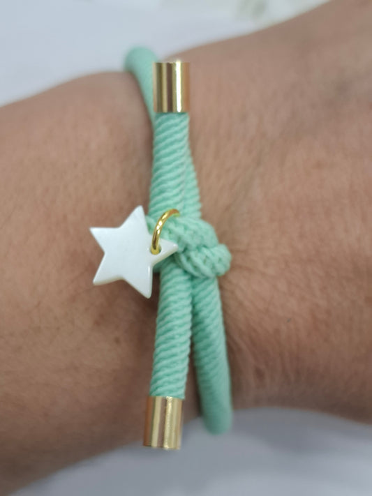 Pulsera nudo ESTRELLA NÁCAR