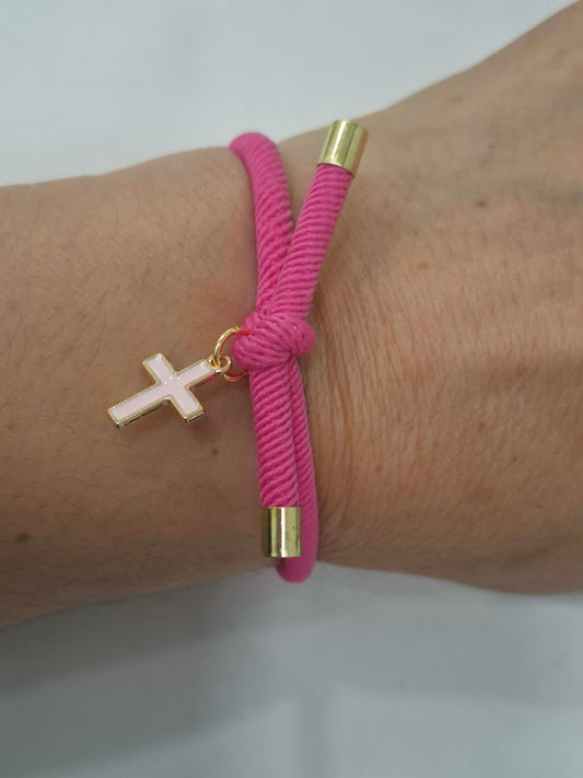 Pulsera nudo FLÚOR CRUZ esmaltada