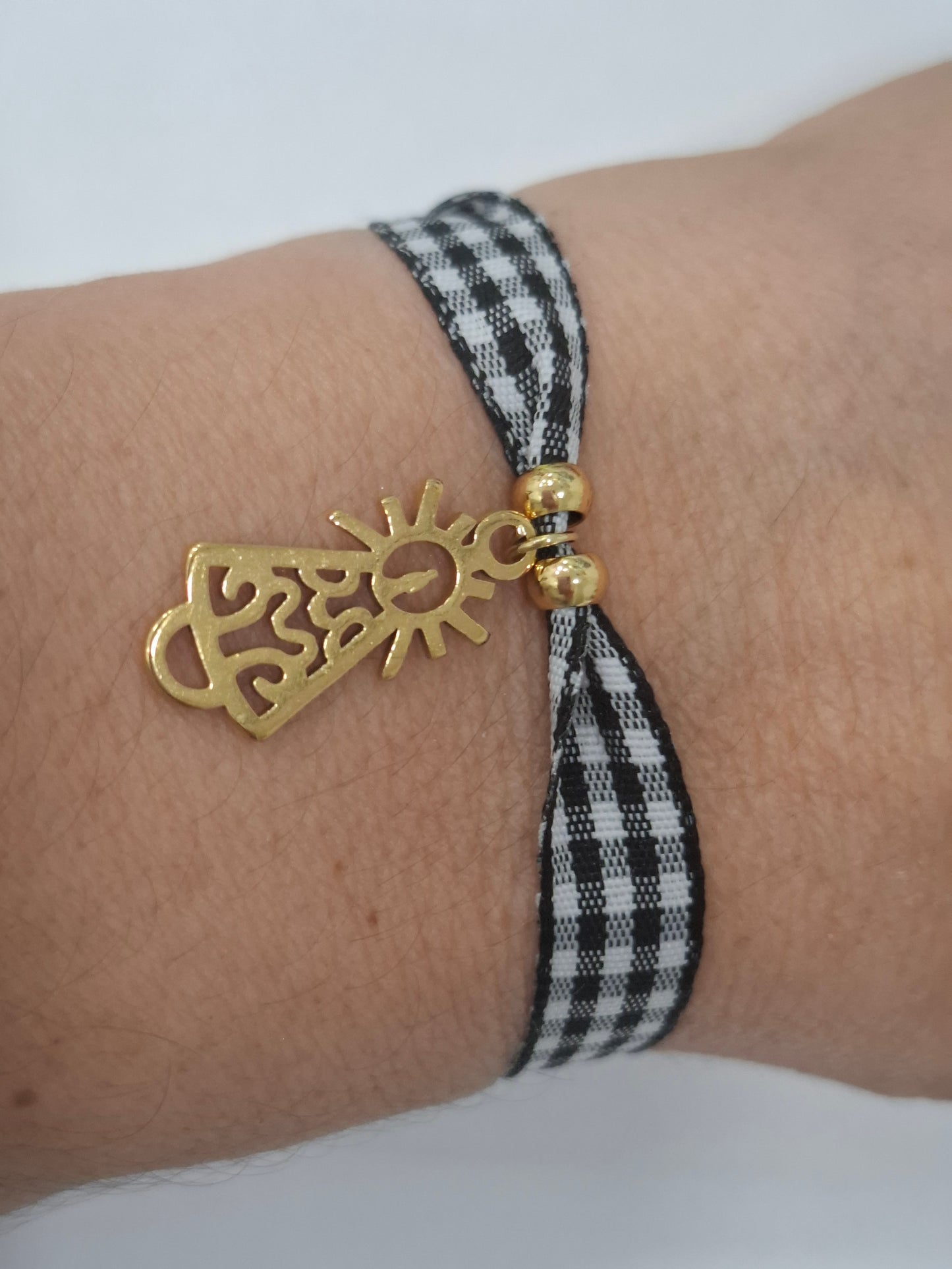 Pulsera cuadro vichy VIRGEN ACERO INOXIDABLE