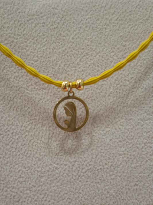 Collar elástico VIRGEN NIÑA ACERO INOXIDABLE mostaza