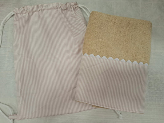 Mochila y toalla RAYAS beige