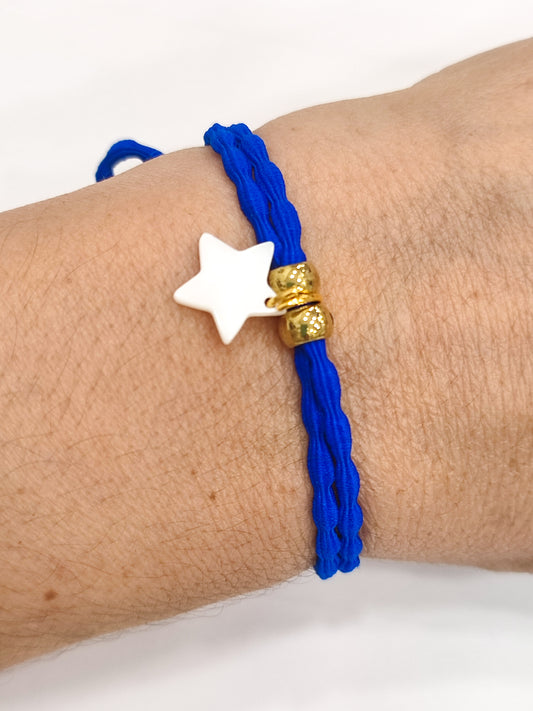 Pulsera goma rizada ESTRELLA NÁCAR