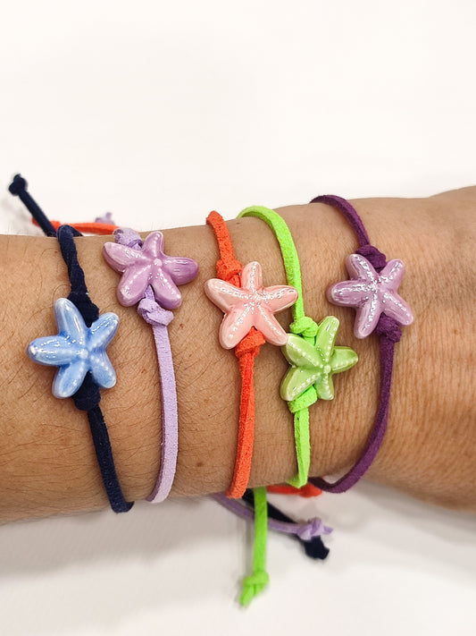 Pulsera ESTRELLA cerámica cordón ante