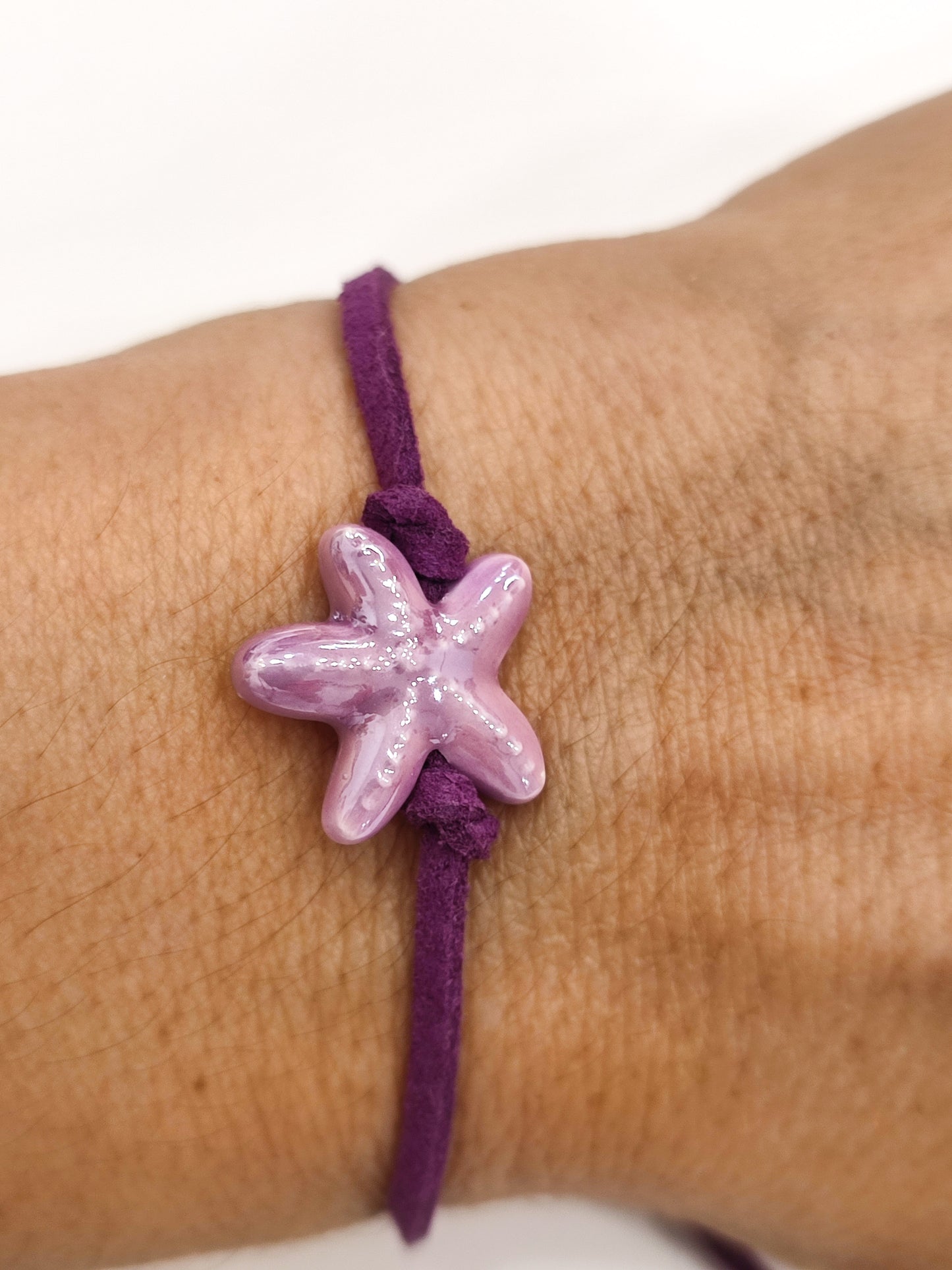 Pulsera ESTRELLA cerámica cordón ante