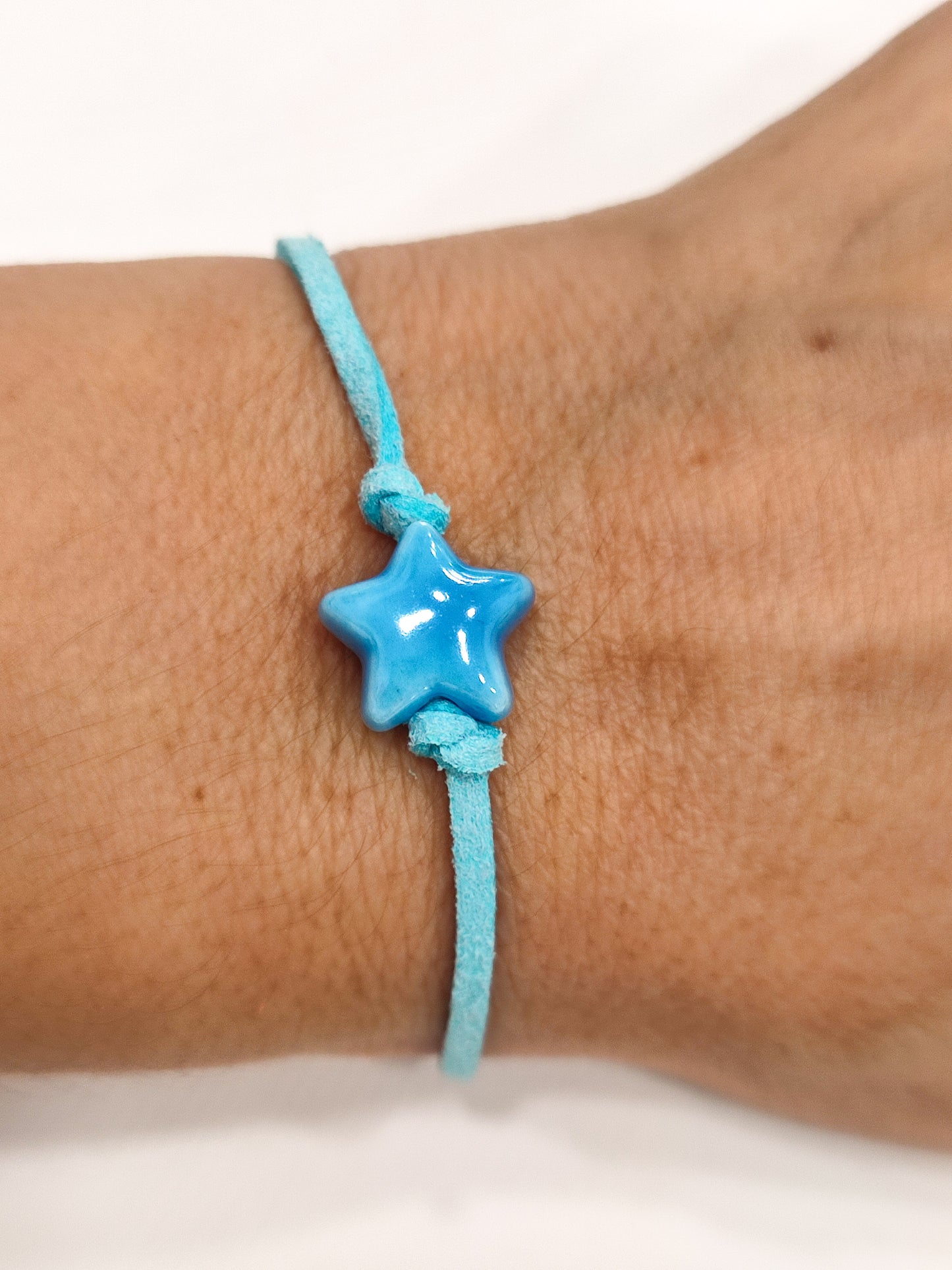 Pulsera ESTRELLA cerámica cordón ante