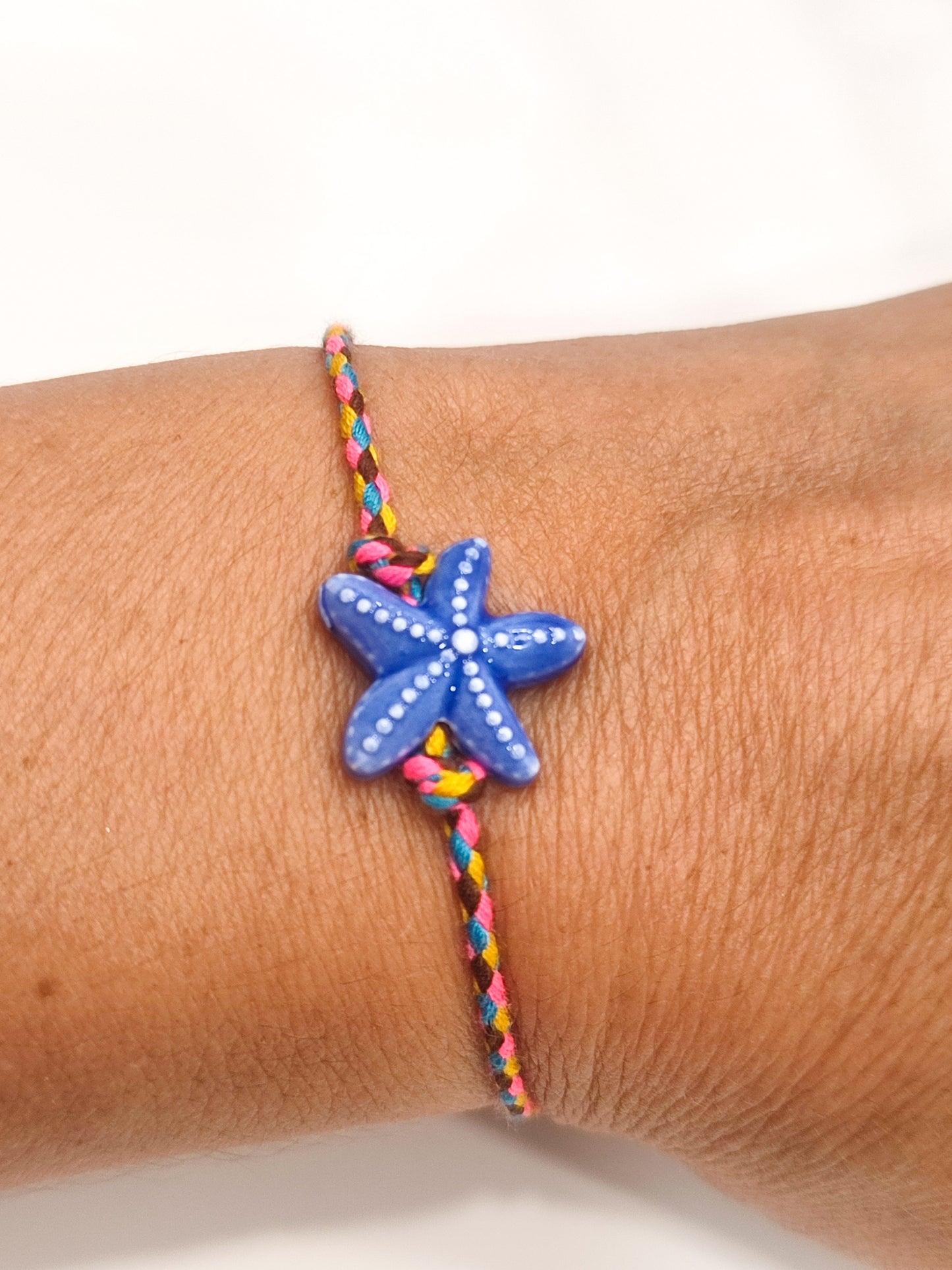 Pulsera ESTRELLA cerámica azul hilo