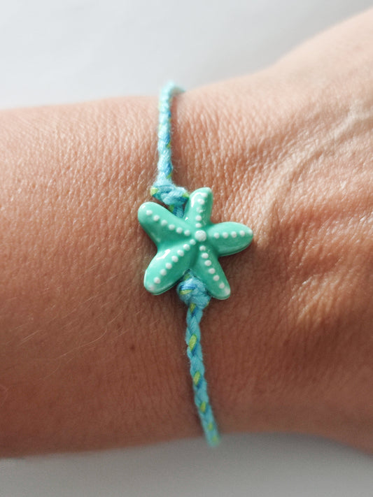 Pulsera ESTRELLA cerámica verde hilo