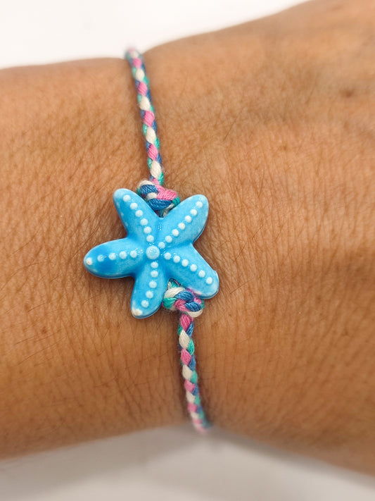 Pulsera ESTRELLA cerámica azul hilo