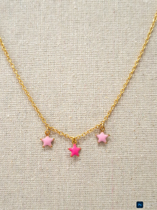 Collar acero MIX ESTRELLAS ROSA