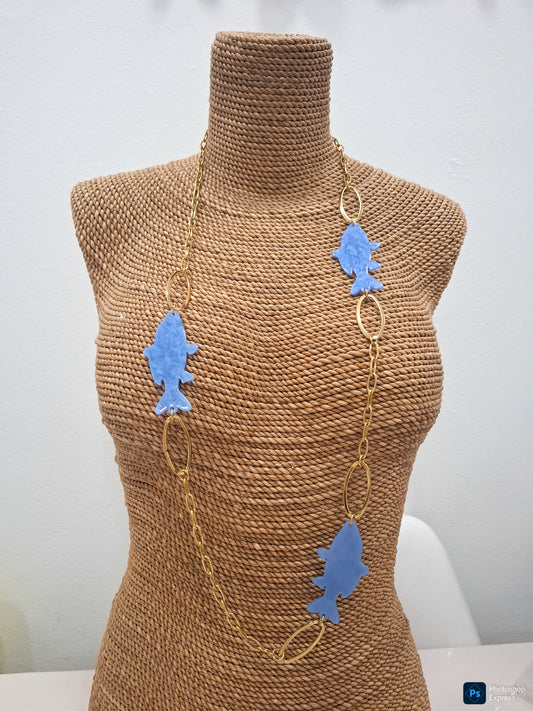 Collar acero AZUL PEZ
