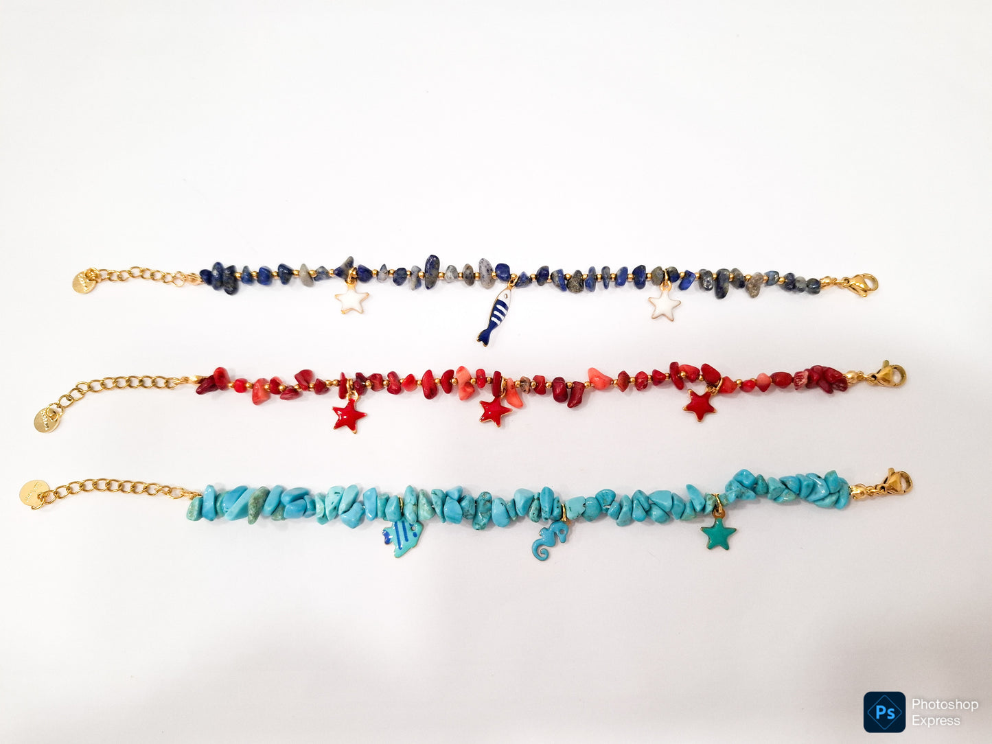 Pulsera piedras TURQUESAS y acero