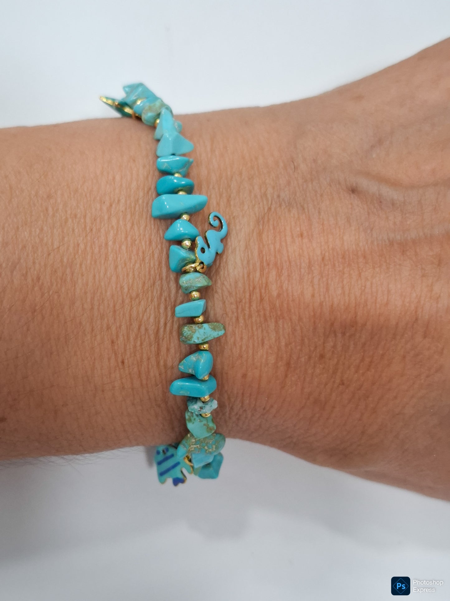 Pulsera piedras TURQUESAS y acero