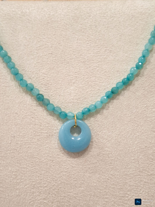 Collar bolas ARO PIEDRA AZUL