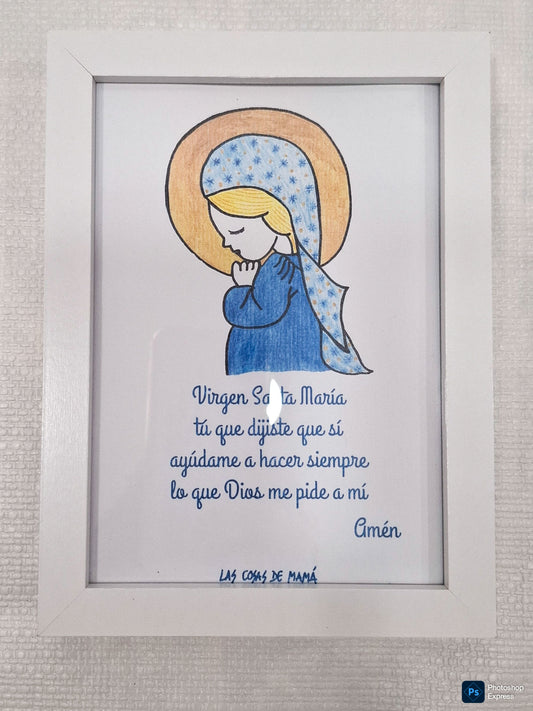 Cuadro Virgen Niña AZUL