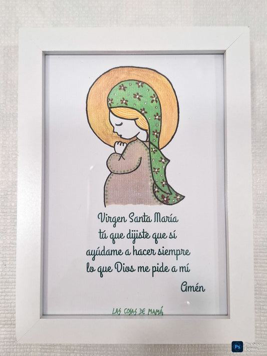 Cuadro Virgen Niña VERDE