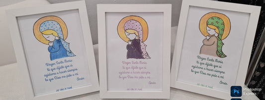 Cuadro Virgen Niña VERDE