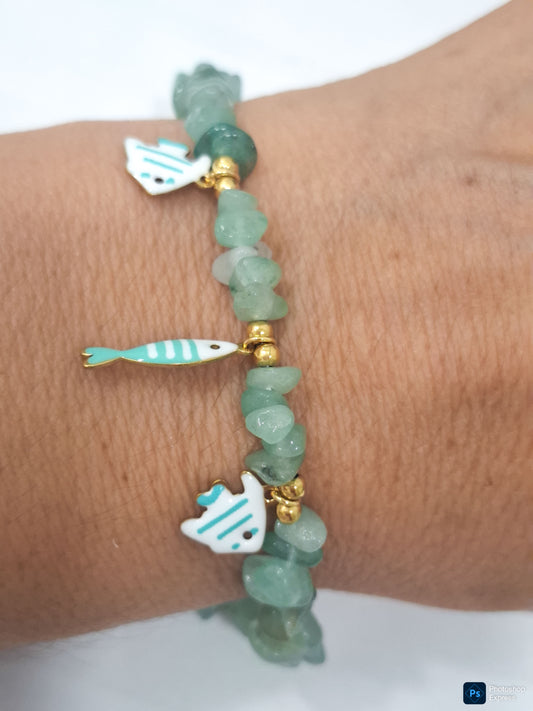 Pulsera piedras JADE  y acero