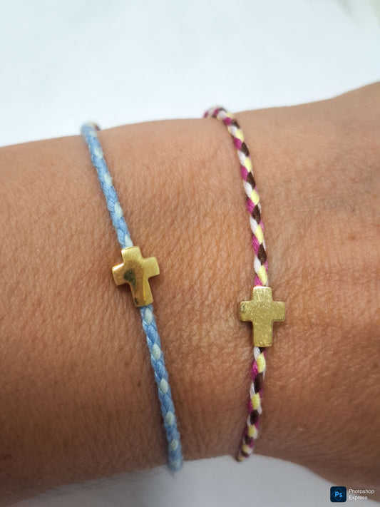 Pulsera CRUZ ACERO INOXIDABLE hilo