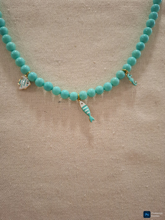 Collar bolas MÁLAGA turquesa
