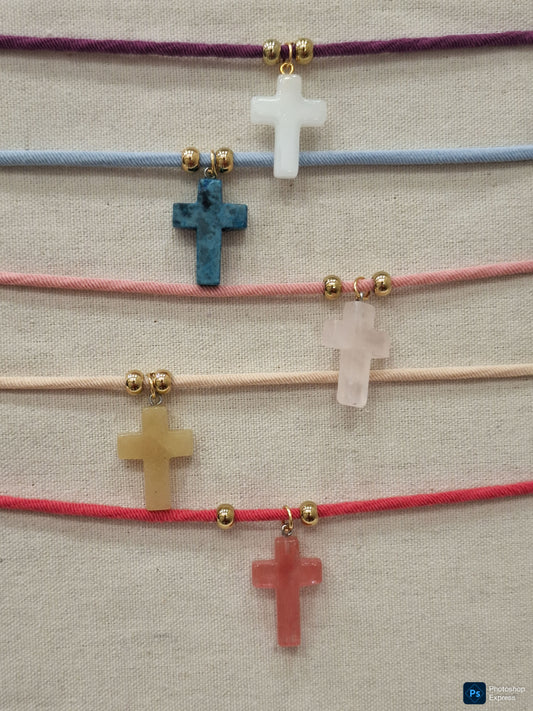 Collar elástico Cruz PIEDRA