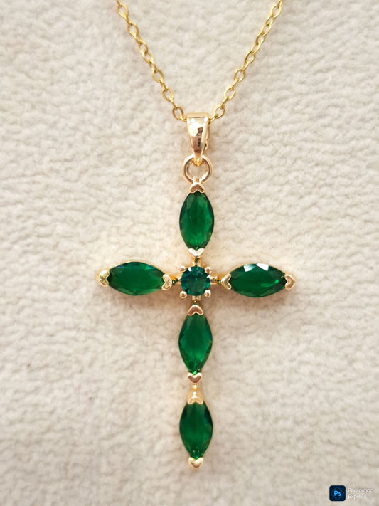 Collar ACERO CRUZ VERDE