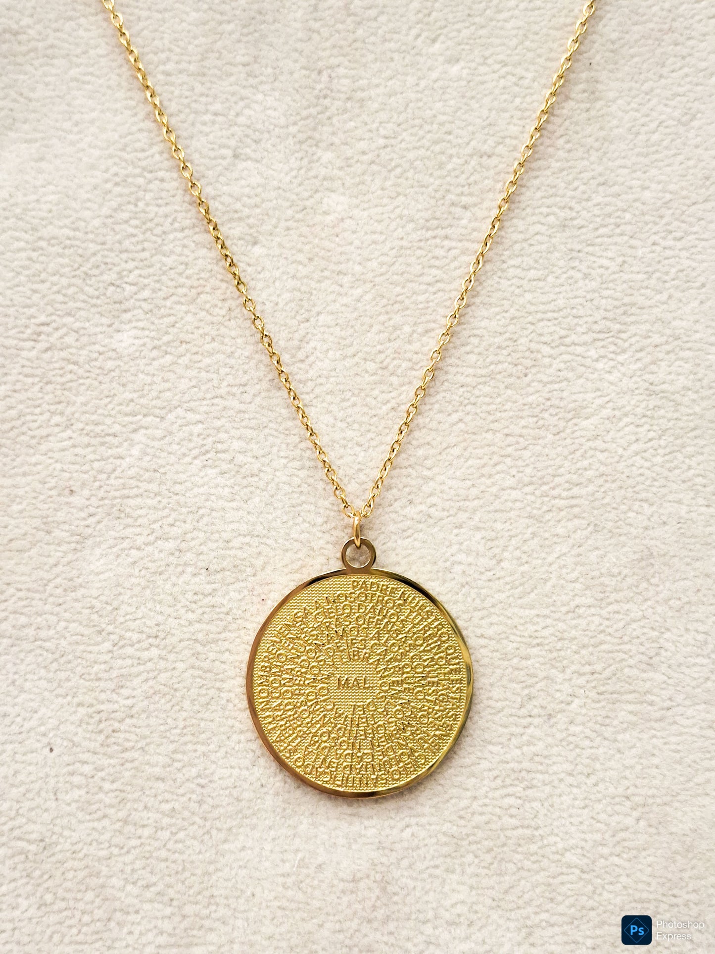 Collar acero PADRE NUESTRO REDONDO DORADO