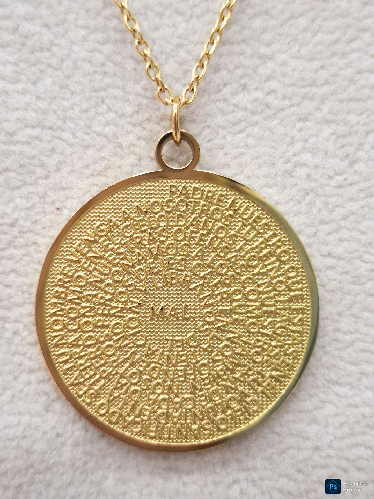 Collar acero PADRE NUESTRO REDONDO DORADO