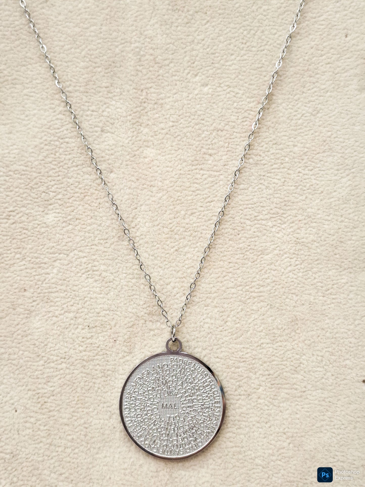 Collar acero PADRE NUESTRO REDONDO PLATEADO