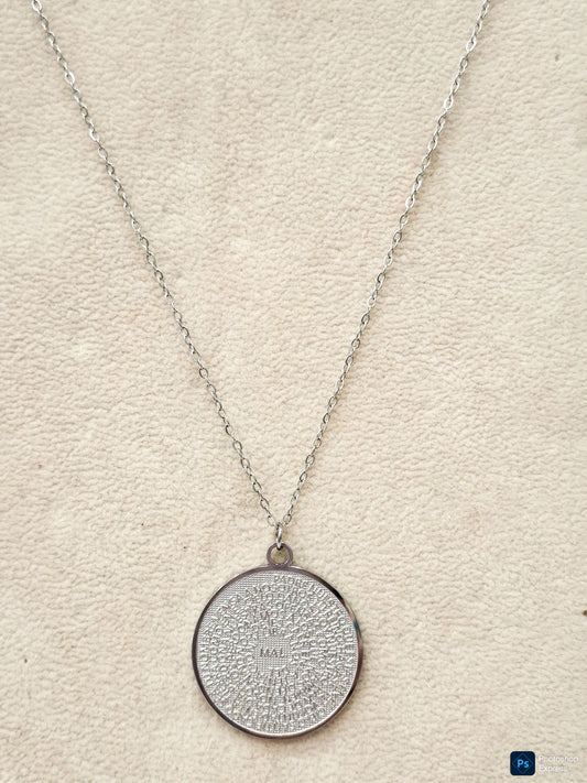 Collar acero PADRE NUESTRO REDONDO PLATEADO