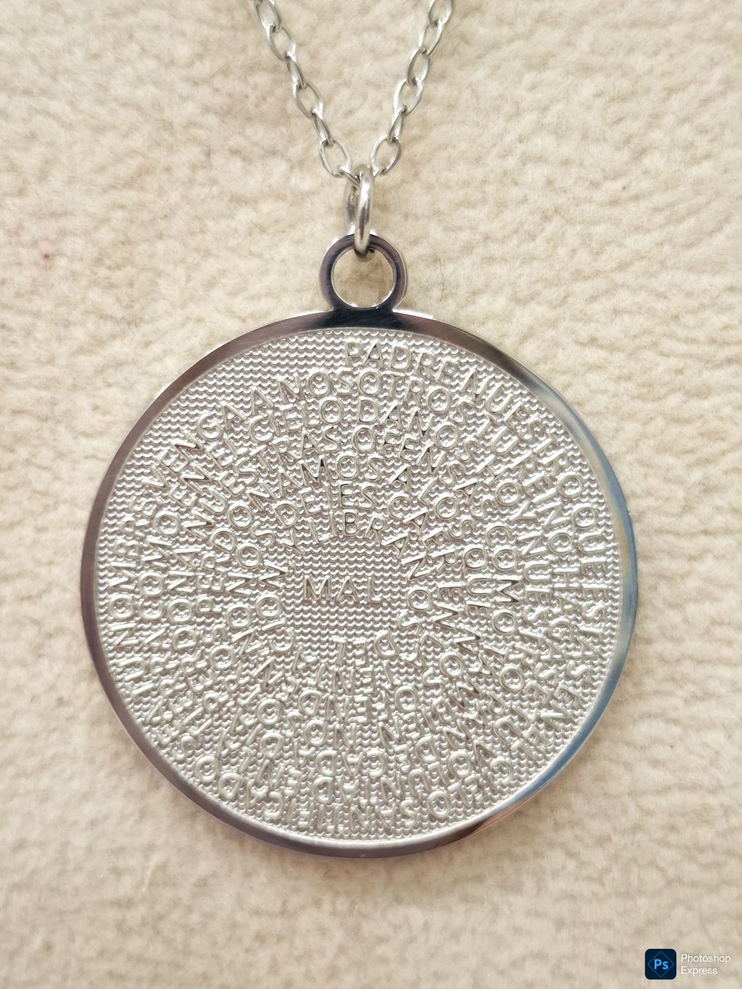 Collar acero PADRE NUESTRO REDONDO PLATEADO