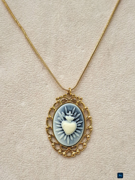 Collar ACERO CORAZÓN DE JESÚS