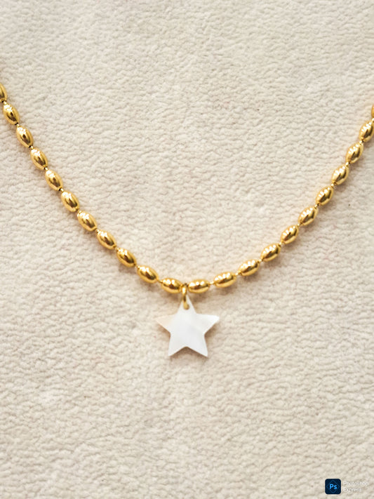 Collar ACERO ESTRELLA NÁCAR