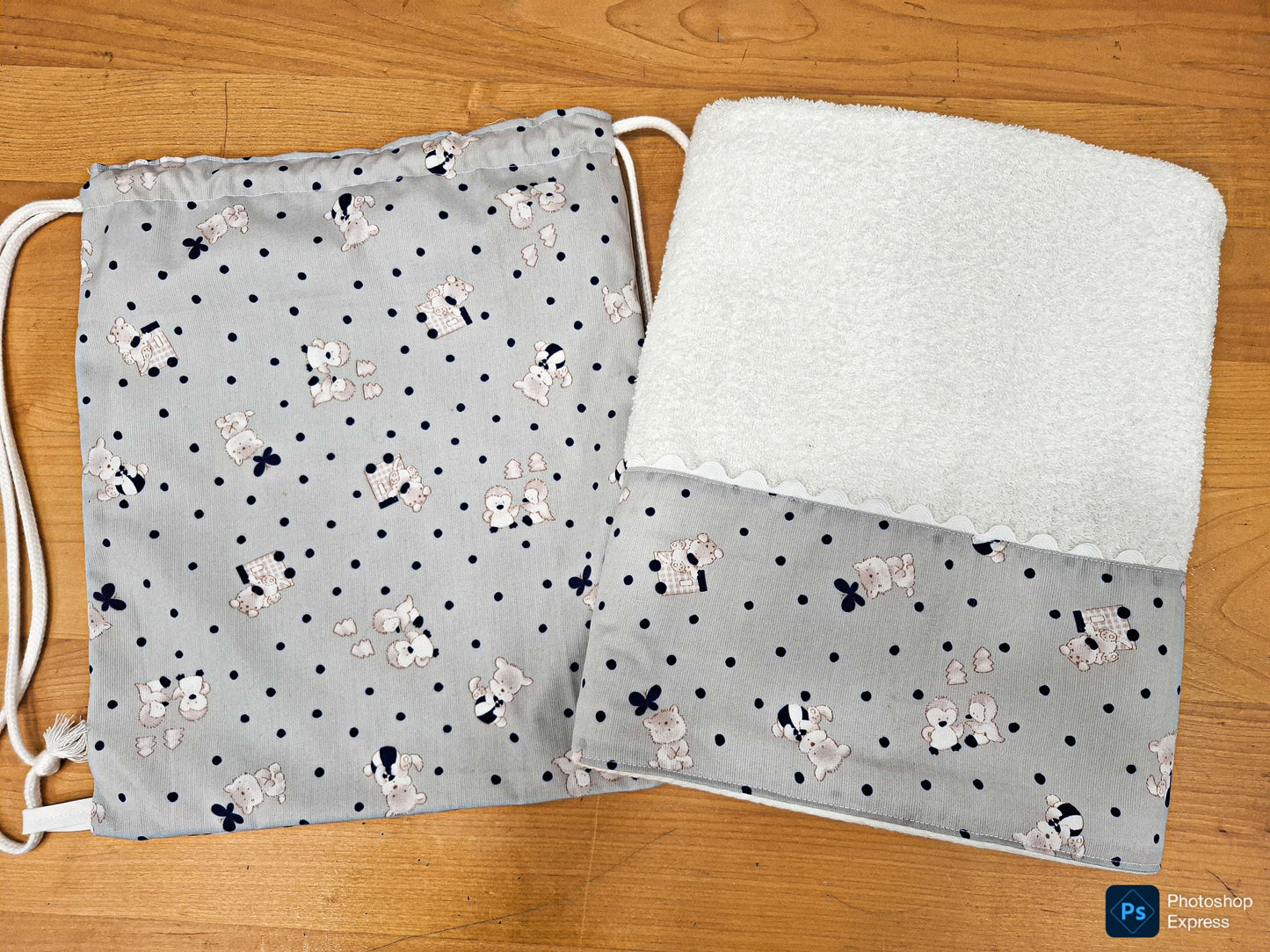 Mochila y toalla GRIS OSITOS